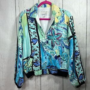 Vintage Christina Fairbanks Art to Wear Artsy Sequins Zip Pockets Blue Jacket